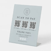 ARYA Sage Green Scan to Pay Business QR Codes Reclamebord Met Voetstuk (Voorkant)