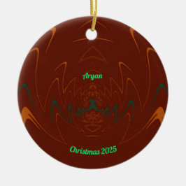 ARYAN ~ 3D KERSTMIS Rood Groen Sinaasappel 2025 Keramisch Ornament