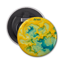 ARYAN ~ Schaduwen van Aqua Yellow Blue 3D ~ Button Flesopener