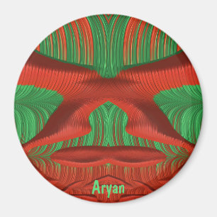 ARYAN ~ Shades of Green, Red Kerstfractal ~ Magneet