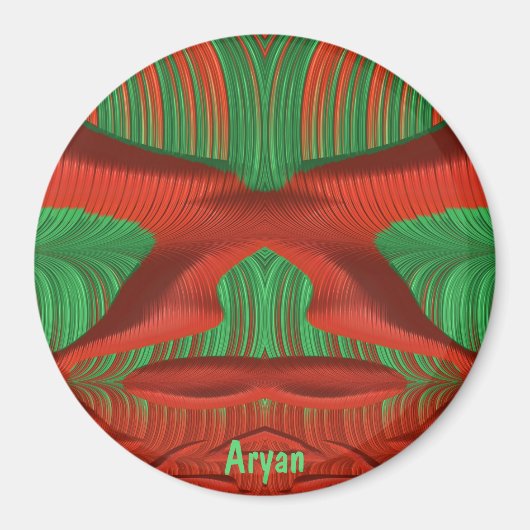 ARYAN ~ Shades of Green, Red Kerstfractal ~ Magneet (Voorkant)