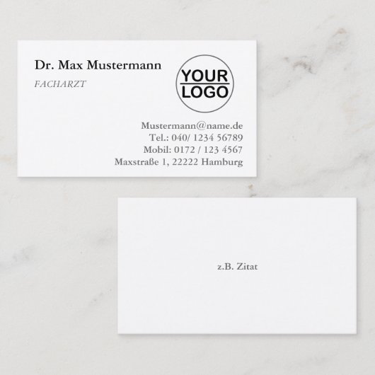 Arzt Visitenkarte mit LOGO Visitekaartje (Voorkant / Achterkant)