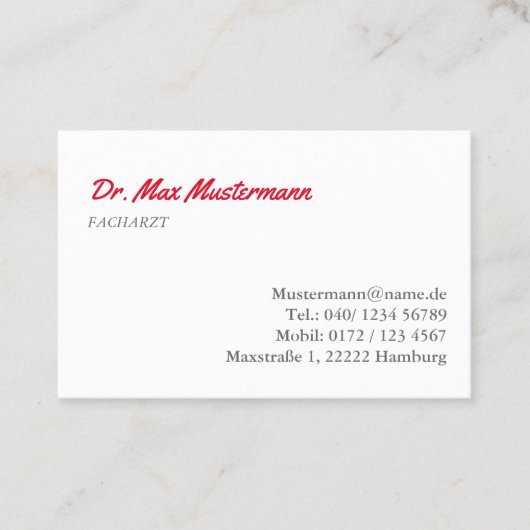 Arzt Visitenkarte Visitekaartje (Voorkant)