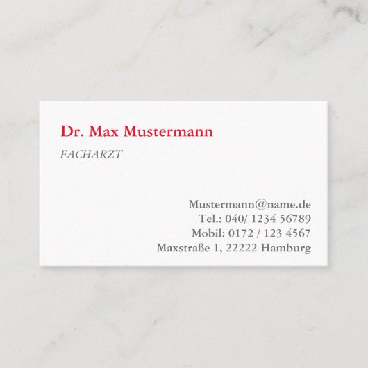 Arzt Visitenkarte Visitekaartje (Voorkant)