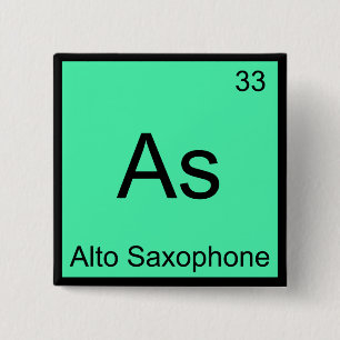 As - Altsaxofoon Grappige Chemie Elementsymbool Vierkante Button 5,1 Cm