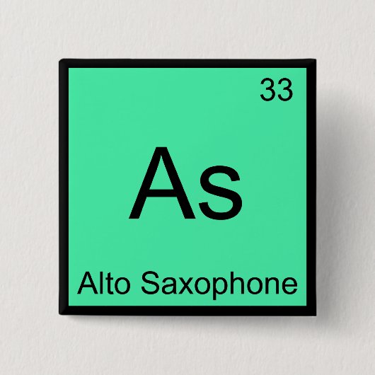 As - Altsaxofoon Grappige Chemie Elementsymbool Vierkante Button 5,1 Cm (Voorkant)
