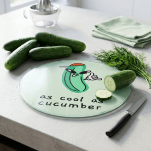 As Cool As Cucumber – Ronde glazen snijplank 