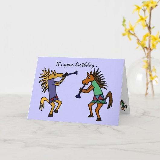 AS- Dancing Horses Verjaardag Kaart (Gele Bloem)