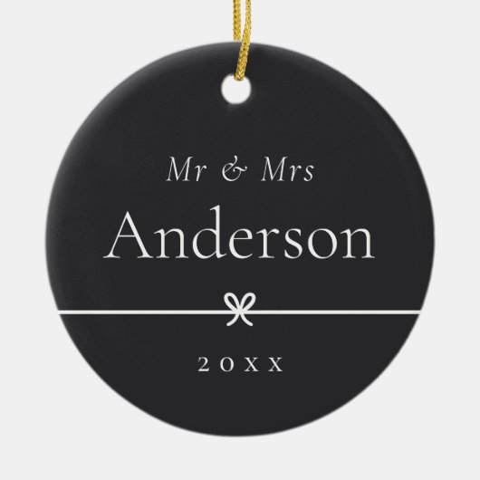 As | Eenvoudige minimale boog bruiloft foto Keramisch Ornament (Voorkant)