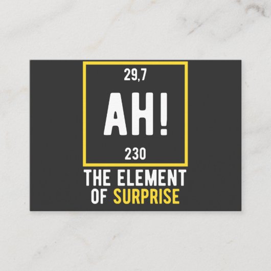 As Element of Surprise Visitekaartje (Voorkant)