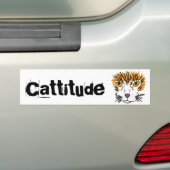 AS- Funny Cat Cartoon Cattitude Bumpersticker (Op auto)