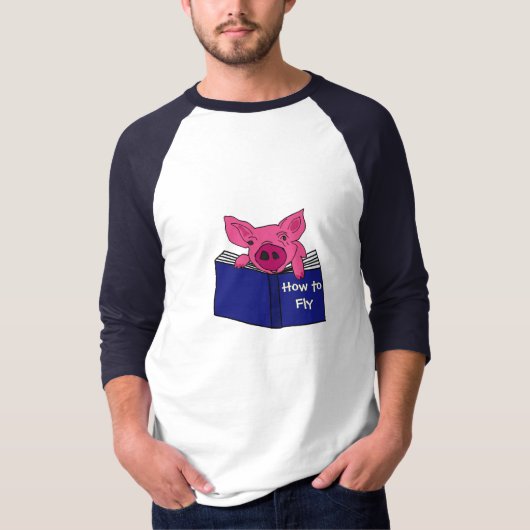 AS- Funny Pig Reading How to Fly Book T-shirt (Voorkant)