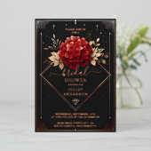 As Garden Diamond Rood Zwart en Goud Vrijgezellenf Folie Uitnodiging (Staand Voorkant)