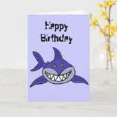 AS- Hilarische Grinning Shark Cartoon Kaart (Gele Bloem)
