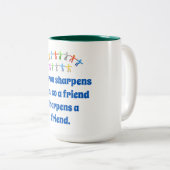 As Iron Sharpens Iron - Friendship Quote Tweekleurige Koffiemok (Voorkant rechts)