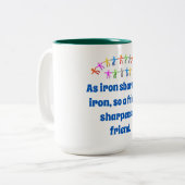 As Iron Sharpens Iron - Friendship Quote Tweekleurige Koffiemok (Voorkant links)