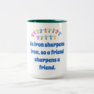 As Iron Sharpens Iron - Friendship Quote Tweekleurige Koffiemok