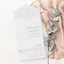 As | Manuscript Watermark Monogram Weddenschap All In One Uitnodiging