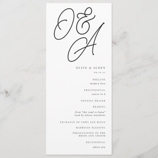 As | Manuscript Watermark Monogram Weddenschap Programmakaart (Voorkant)