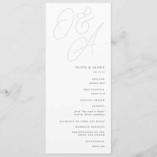 As | Manuscript Watermark Monogram Weddenschap Programmakaart (Voorkant)