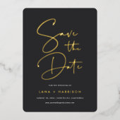 As | Moderne minimale scriptfoto slaat de datum op Folie Uitnodiging (Voorkant)