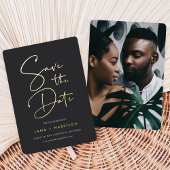 As | Moderne minimale scriptfoto slaat de datum op Folie Uitnodiging