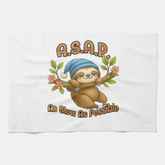 As Slow As Possible - Cute Sloth ASAP Classic T-Sh Theedoek (Horizontaal)