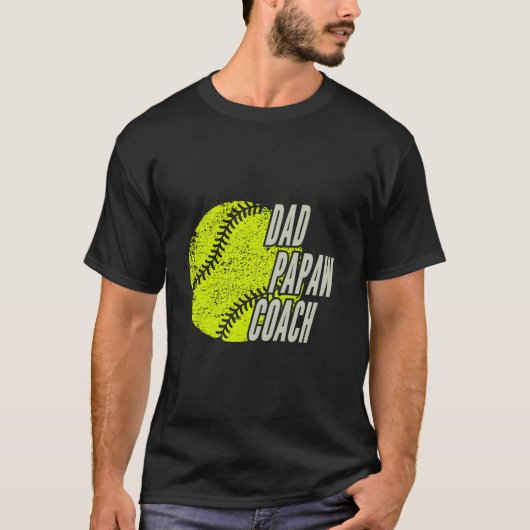 As Softball Dad Papaw Coach T-shirt (Voorkant)