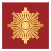 Asahiko Kamon Japans familielandengoud op rood Foto Afdruk (Voorkant)