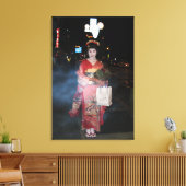 Asakusa Geisha Neo Tokyo Canvas Afdruk (Insitu (Woonkamer))
