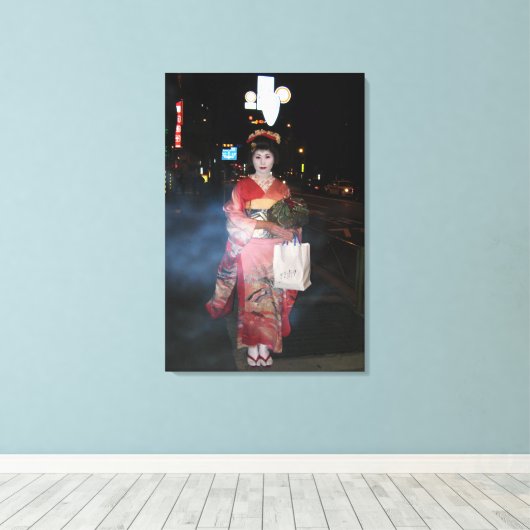 Asakusa Geisha Neo Tokyo Canvas Afdruk (Insitu (Houten vloer))