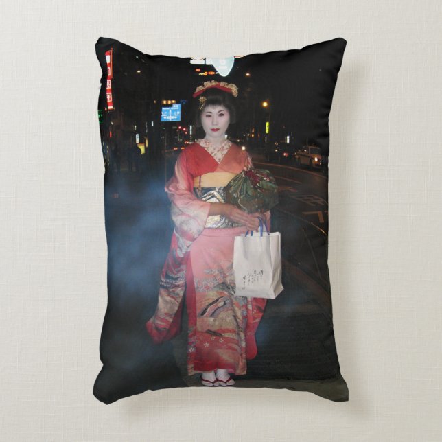 Asakusa Geisha Neo Tokyo Decoratief Kussen (Voorkant(Verticaal))