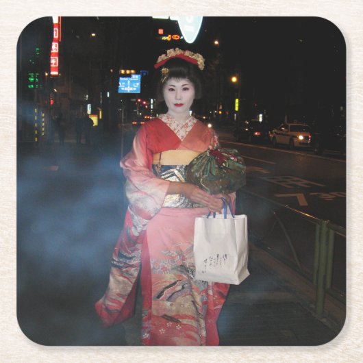 Asakusa Geisha Neo Tokyo Kartonnen Onderzetters (Voorkant)