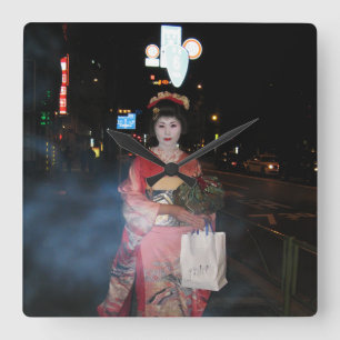 Asakusa Geisha Neo Tokyo Vierkante Klok