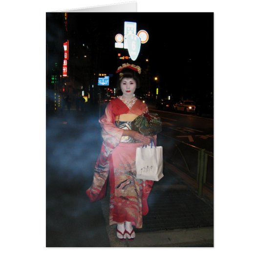 Asakusa Geisha Neo Tokyo Wenskaart (Voorkant)