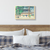 Asano Takeji Rain bij Sanjusangendo Temple art Canvas Afdruk (Insitu (Slaapkamer))