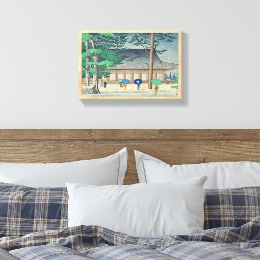 Asano Takeji Rain bij Sanjusangendo Temple art Canvas Afdruk (Insitu (Slaapkamer))