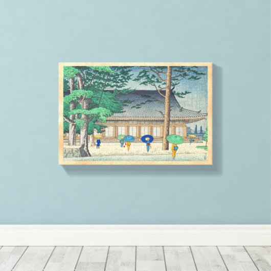 Asano Takeji Rain bij Sanjusangendo Temple art Canvas Afdruk (Insitu (Houten vloer))