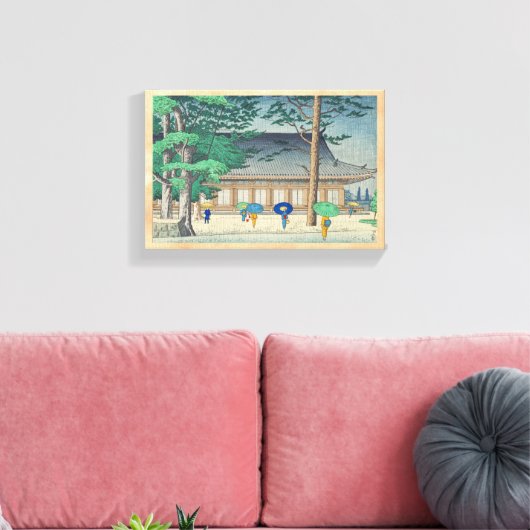 Asano Takeji Rain bij Sanjusangendo Temple art Canvas Afdruk (Insitu (Woonkamer))