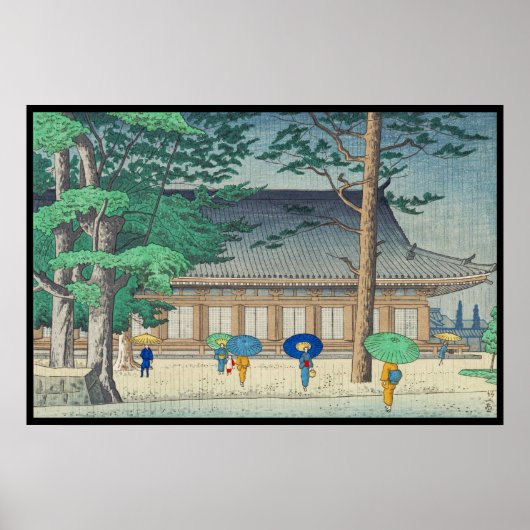 Asano Takeji Rain bij Sanjusangendo Temple art Poster (Voorkant)