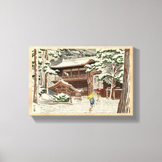 Asano Takeji Snow in Yuki Shrine hanga art Canvas Afdruk (Voorkant)