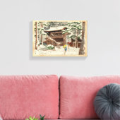 Asano Takeji Snow in Yuki Shrine hanga art Canvas Afdruk (Insitu (Woonkamer))