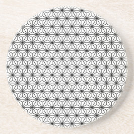 Asanoha Black en White, Japans geometrisch patroon Zandsteen Onderzetter