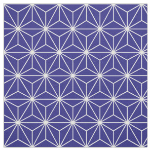Asanoha Geometric Stars Dark Blue Stof