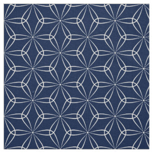 Asanoha Style 02 - Wit op Dk Blue 001744 Stof