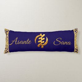 Asante Sana "Gye Nyame" Donkerblauwe Adinkra Erfgo Lichaamskussen