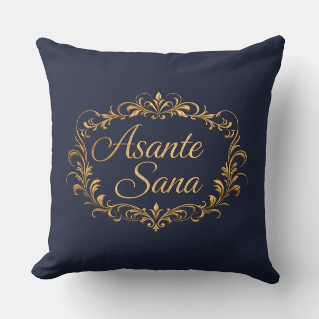 Asante Sana Midnight Navy & Ivory  –  Noir Anker  Kussen (Voorkant)