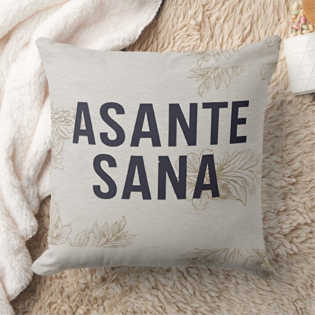 Asante Sana Navy Blue – High-Contrast Midnight Gra Kussen (Deken)