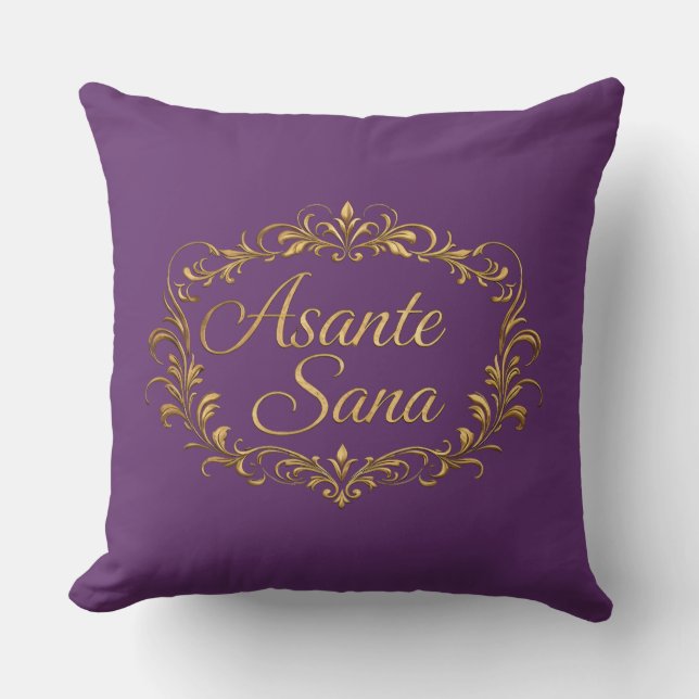 Asante Sana Royal Amethyst & Deep Plum  – Verguld  Kussen (Voorkant)