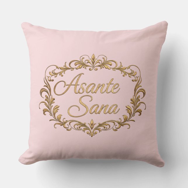 Asante Sana Zonsondergang Roze & Donker Goud – Hem Kussen (Voorkant)